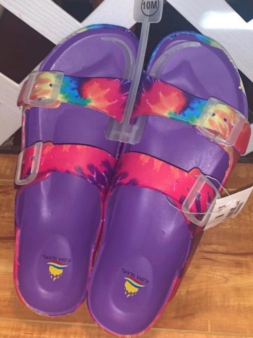 Aloha Island Purple Tie-Dye Double Strap Slide Sandals